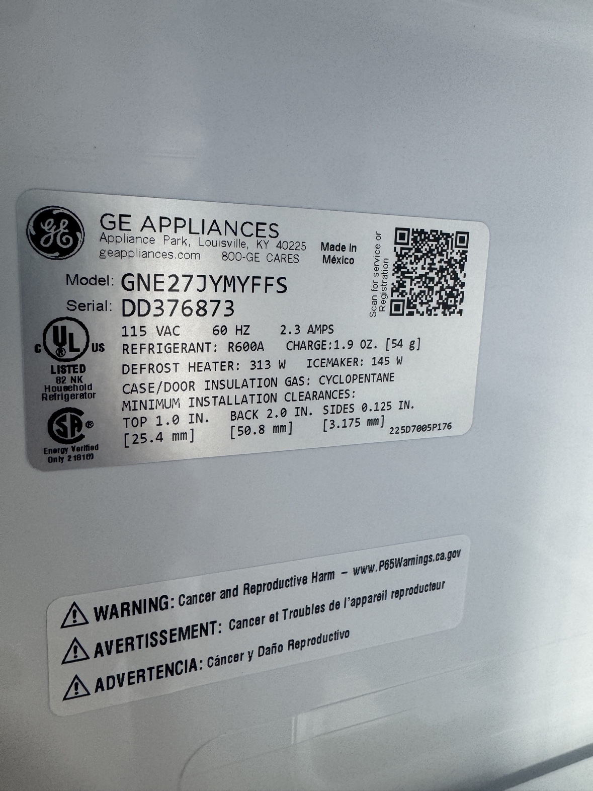 New GE 27cu Refrigerator - photo 8