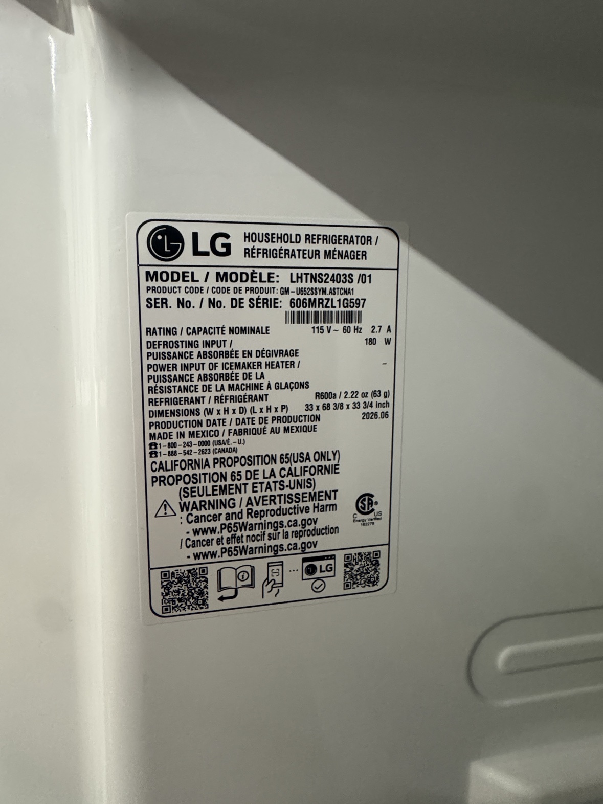 NEW LG Top Freezer Refrigerator - photo 7