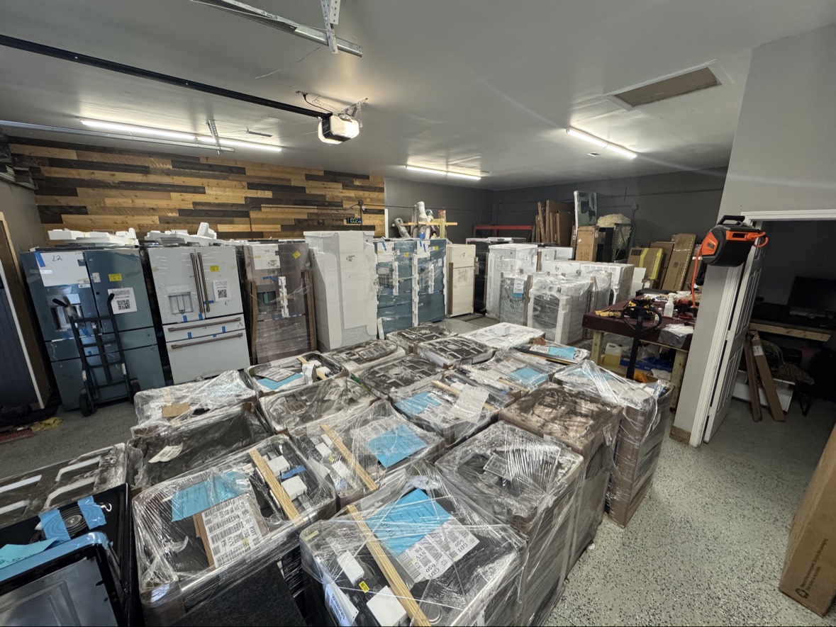 Our warehouse stocked with appliances